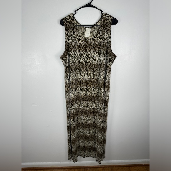 Vintage Animal Print Maxi Dress Sz 22 Made in USA - Picture 1 of 5